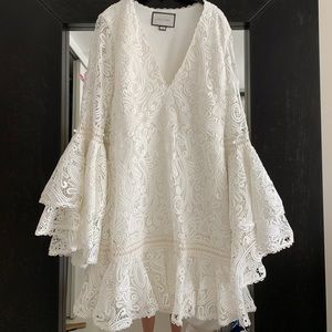 White Lace V-Neck Alexis Dress